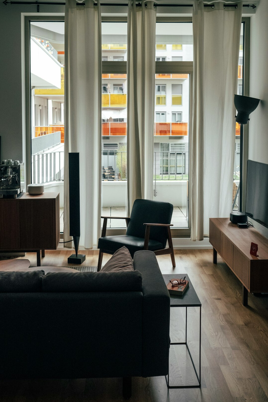 Person watching television in a living room