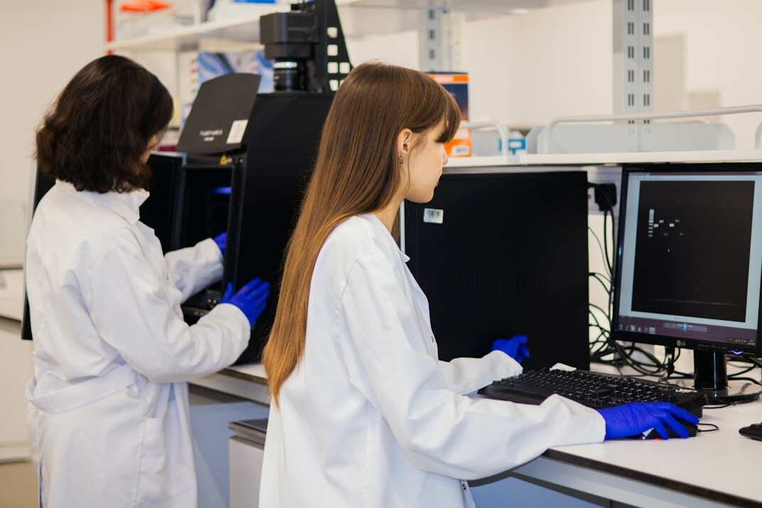 research team analyzing data