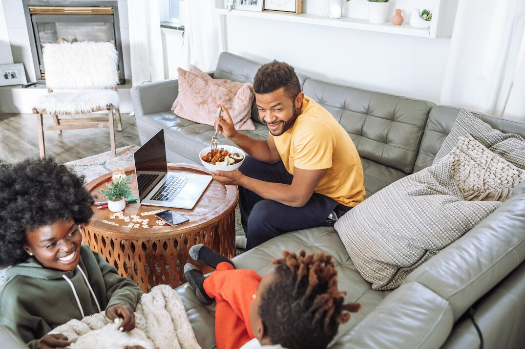 family discussing finances